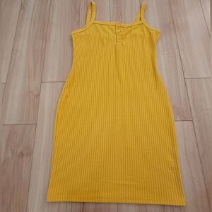 Yellow Ribbed Sleeveless Dress